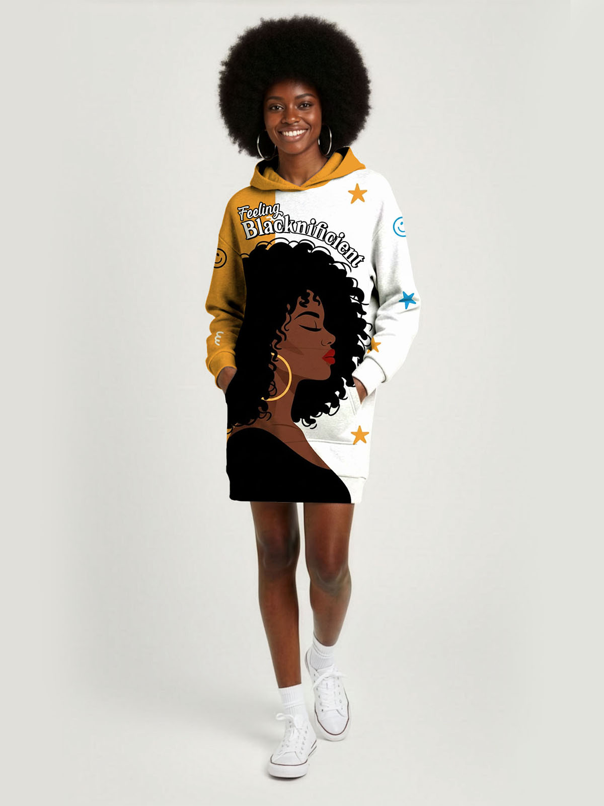 Feeling Blacknificient Hoodie Dress