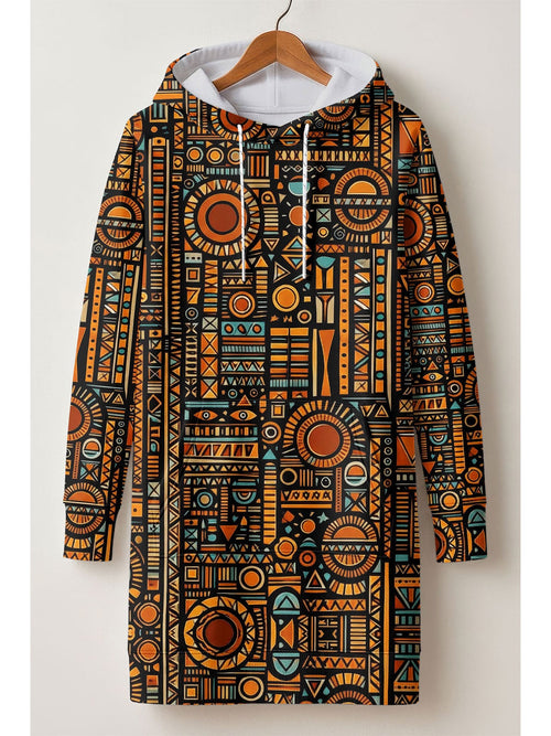Afrocentric Pattern Hoodie Dress