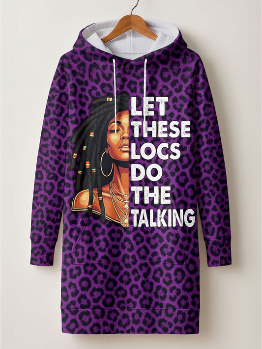 Purple Leopard Hoodie Dress