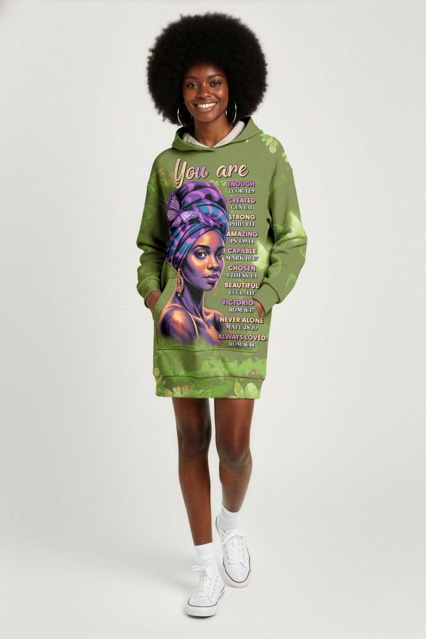 Green Orchid Hoodie Dress