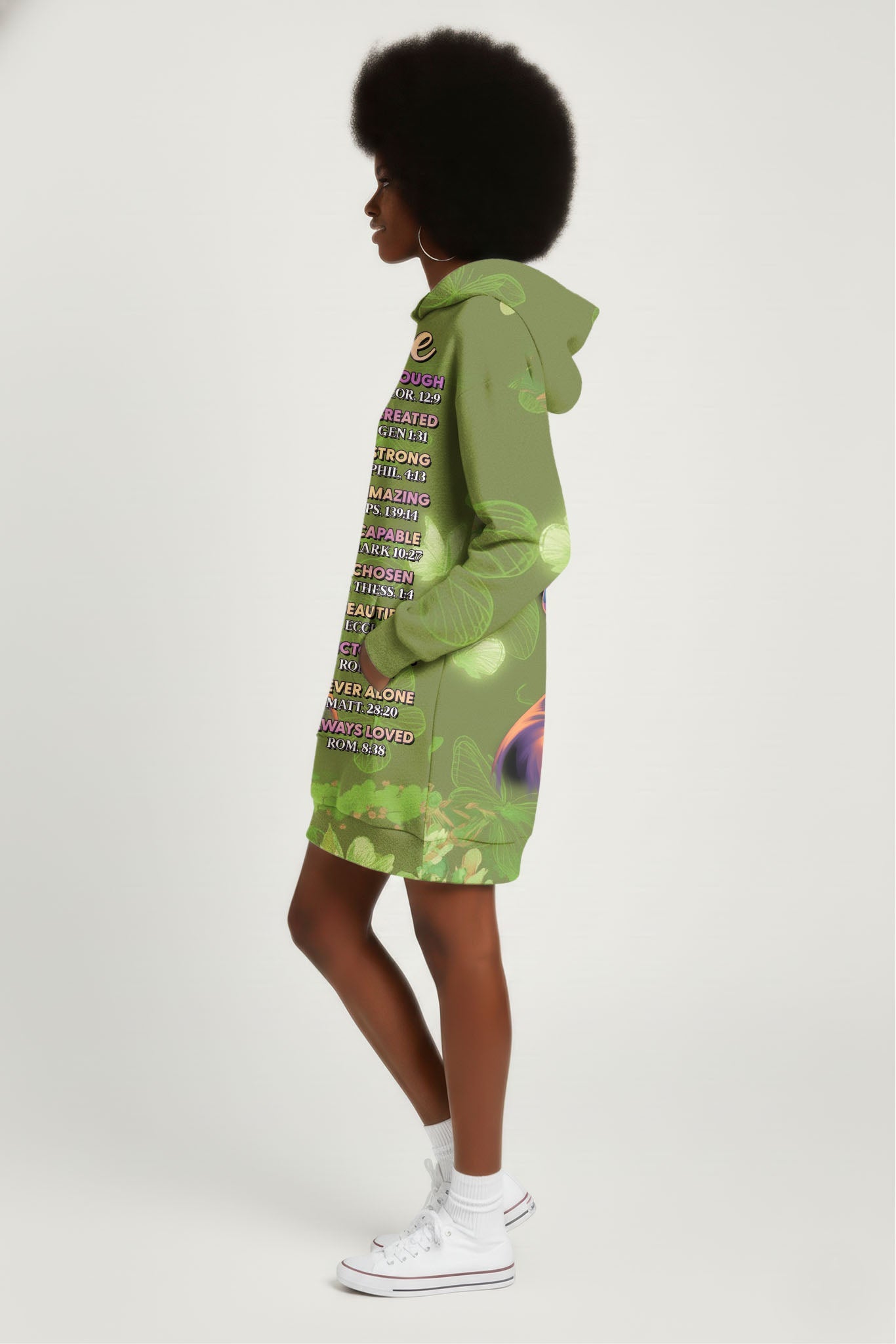 Green Orchid Hoodie Dress