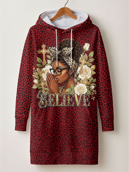 "Imani" Rouge Hoodie Dress