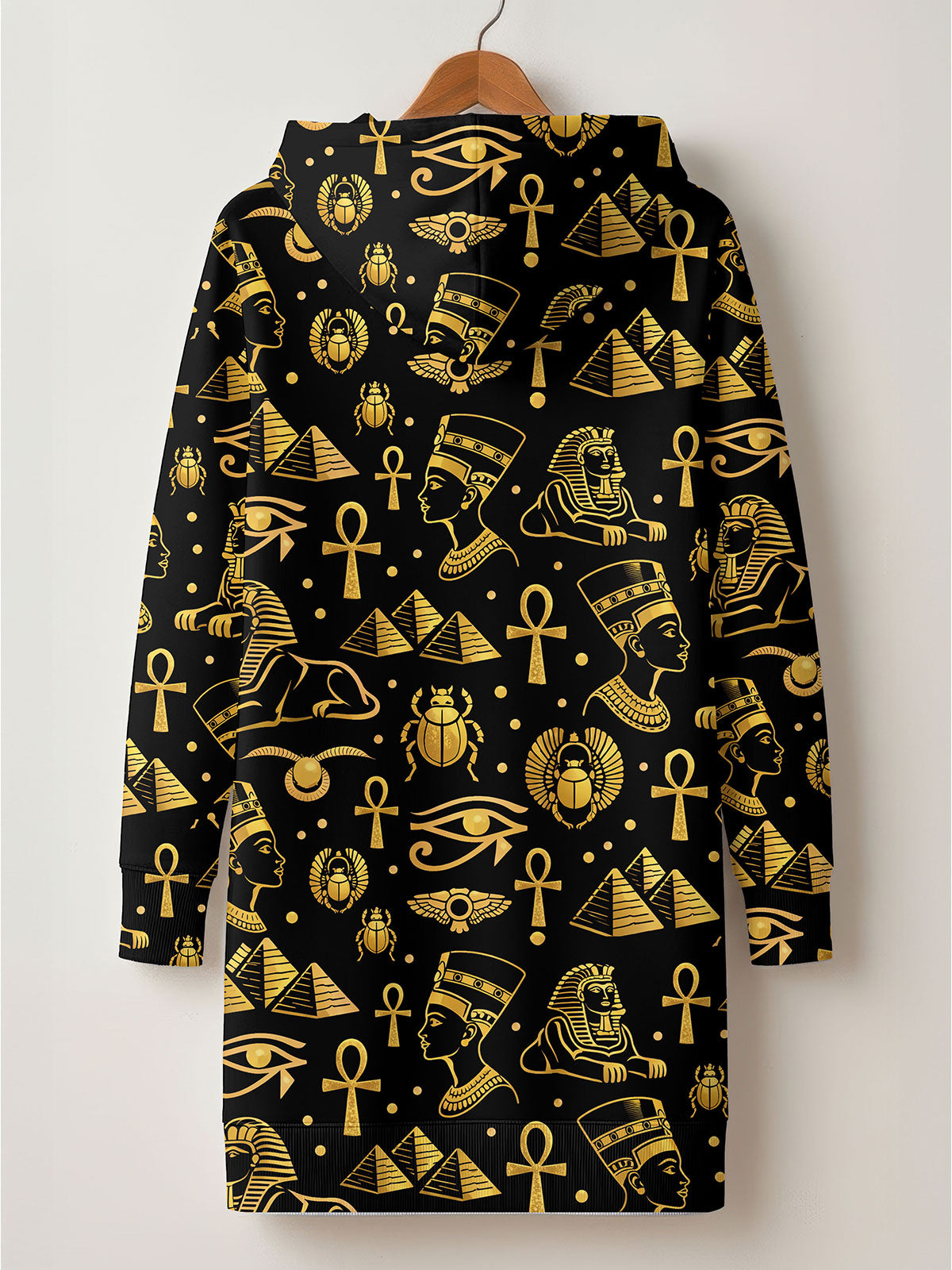 "Nefertiti" Black Gold Hoodie Dress