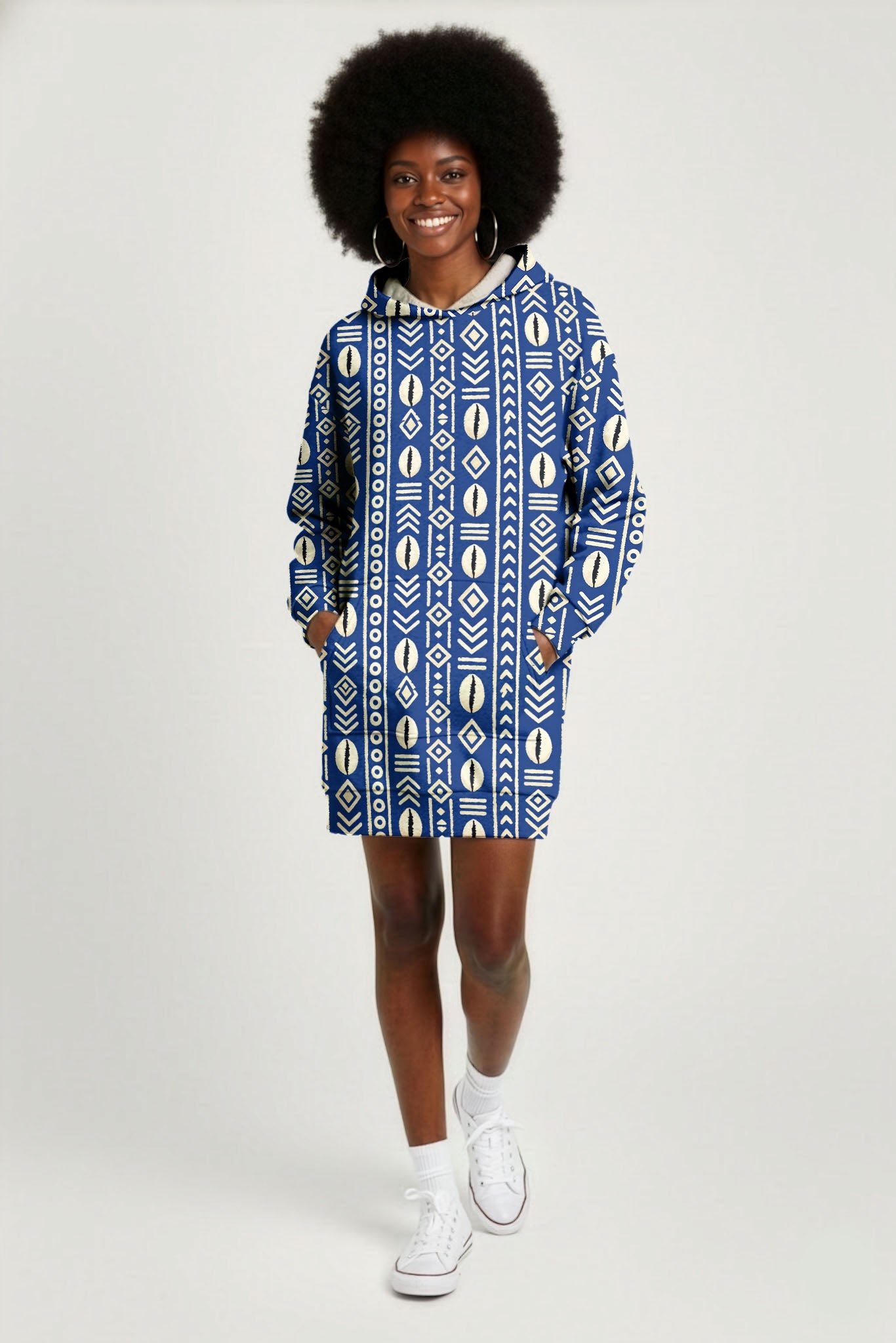 "Oshun" Royal Blue Hoodie Dress