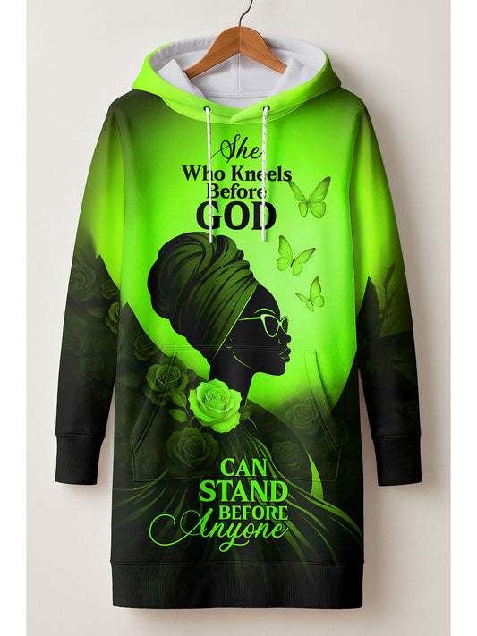 "Selah" Green Hoodie Dress