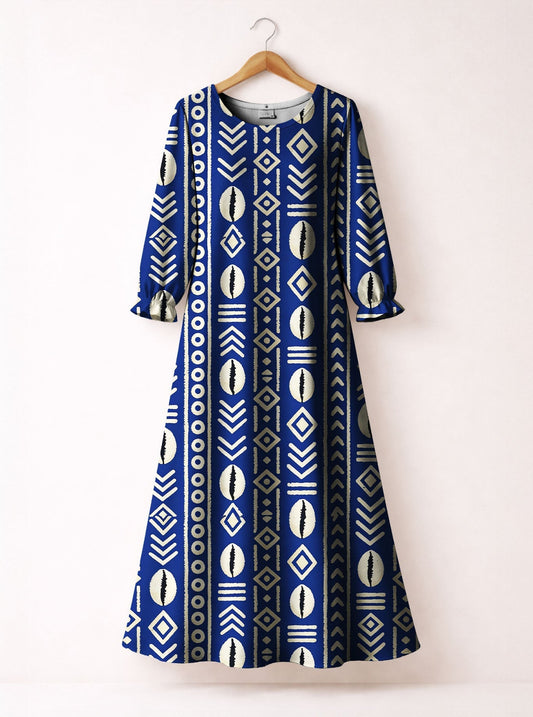 "Oshun" Royal Blue Long Sleeve Maxi Dress