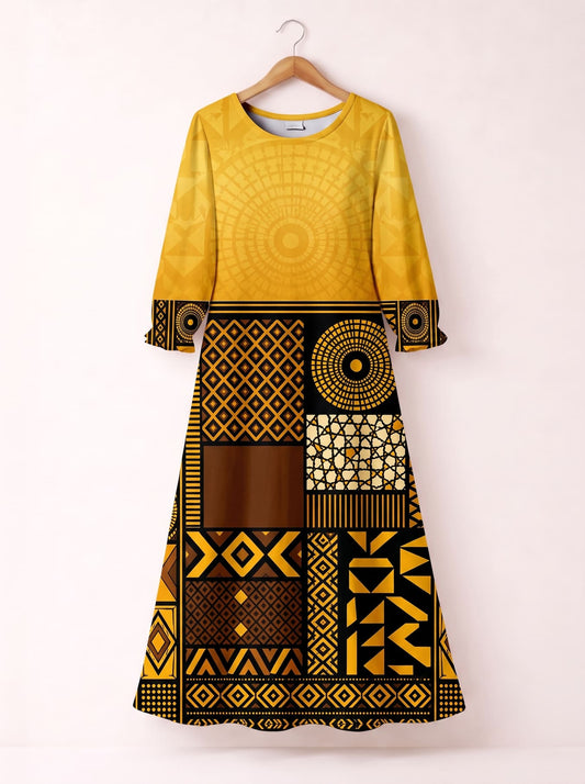 "Manjano" Long Sleeve Maxi Dress