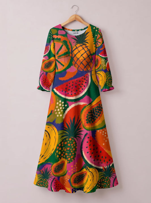 "Matunda" Long Sleeve Maxi Dress