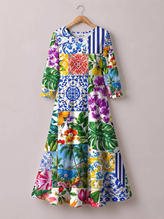 "Kisiwa" Long Sleeve Maxi Dress
