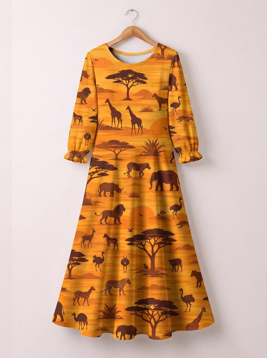 "Mbuga" Long Sleeve Maxi Dress