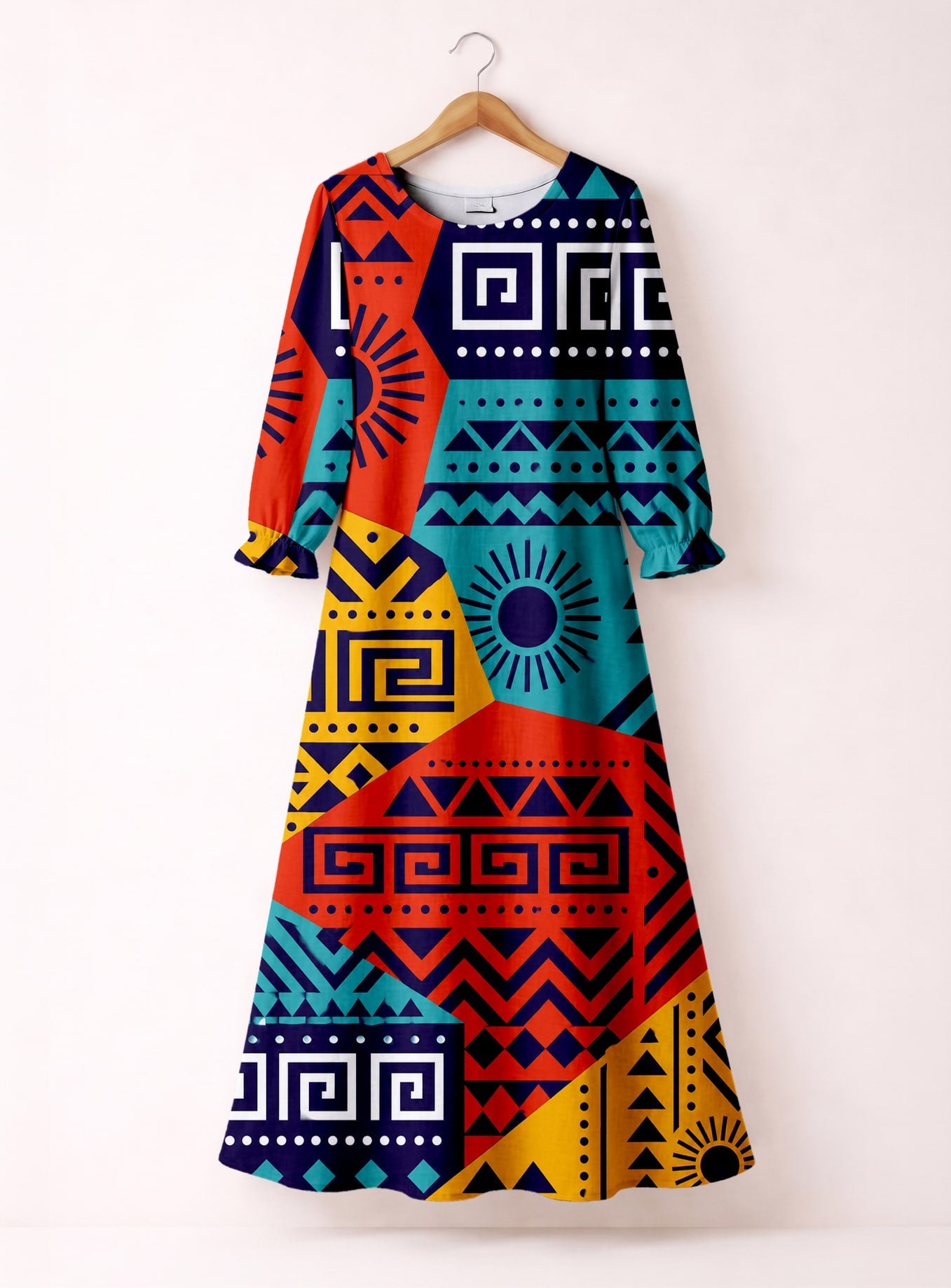 "Kanga" Long Sleeve Maxi Dress