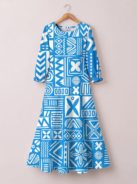 "Anga" Long Sleeve Maxi Dress