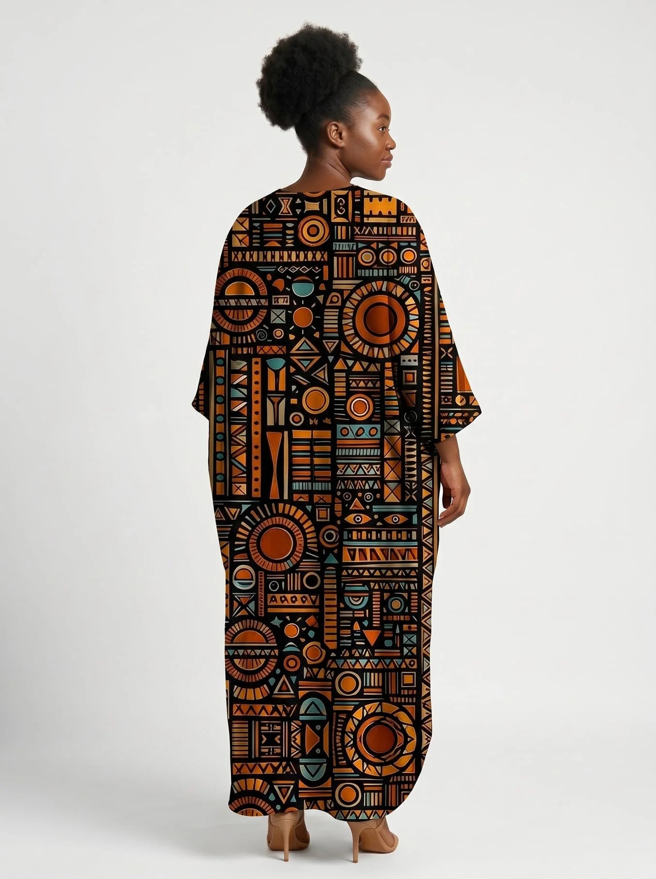 "Afrocentric" pattern kaftan dress