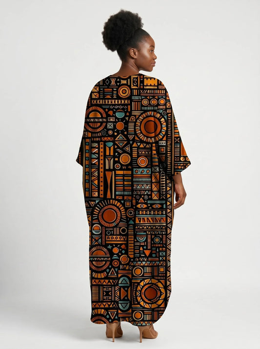 "Afrocentric" pattern kaftan dress