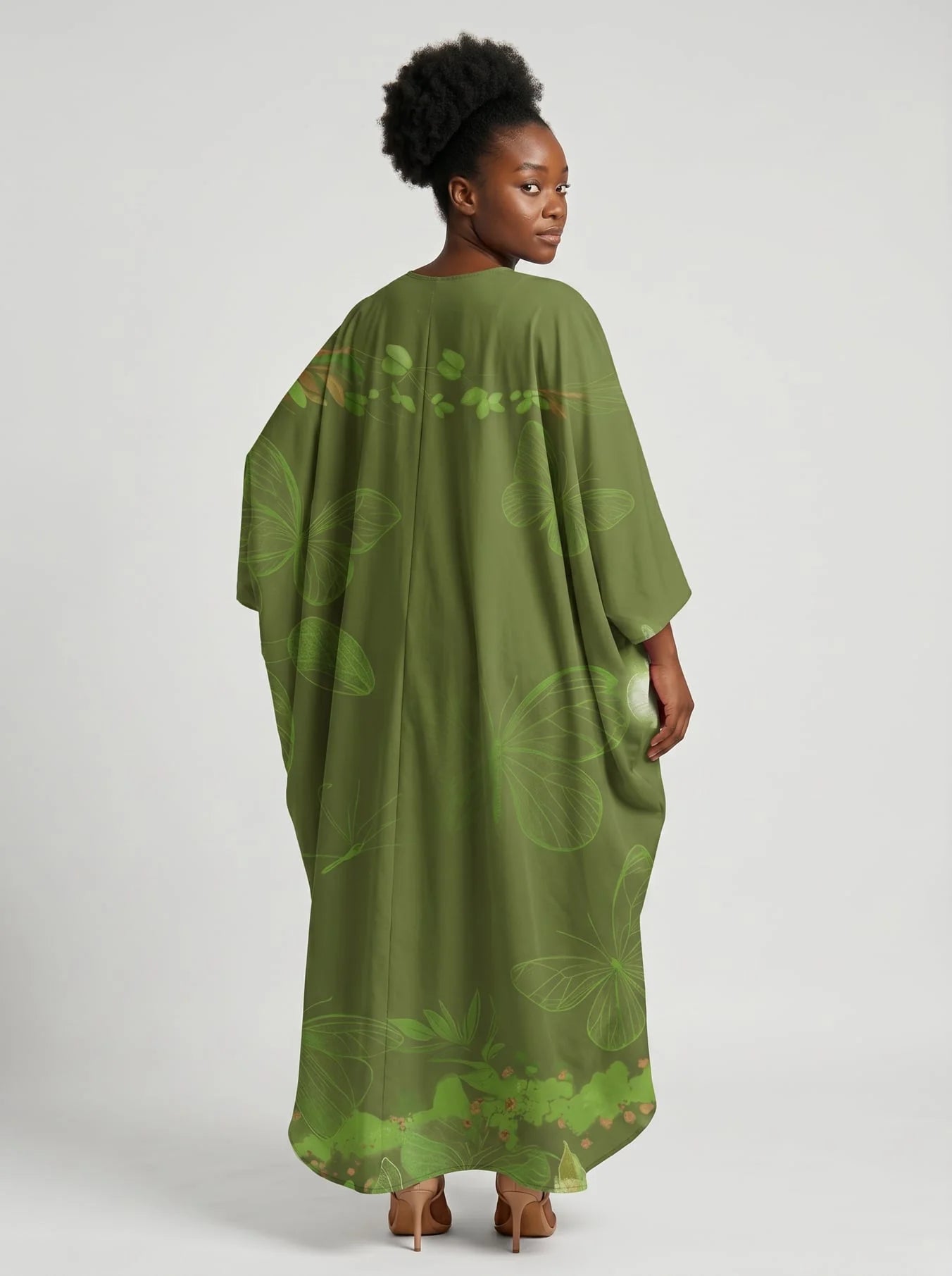 Green Orchid Kaftan Dress