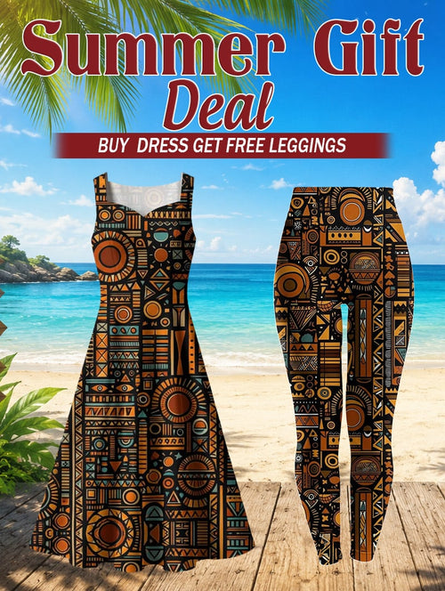 Afrocentric Pattern Corset Dress & Leggings Deal