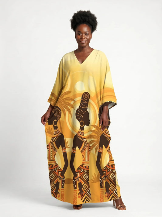 "Ancestral" Flame Kaftan Dress