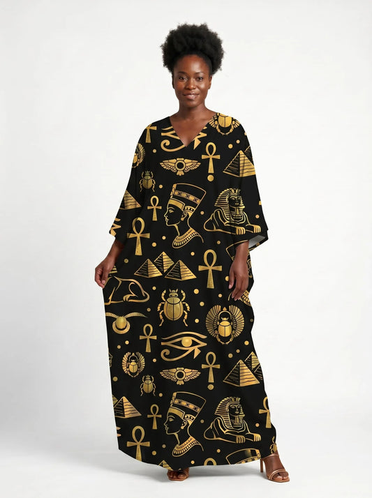 Nefertiti Black Gold Kaftan Dress