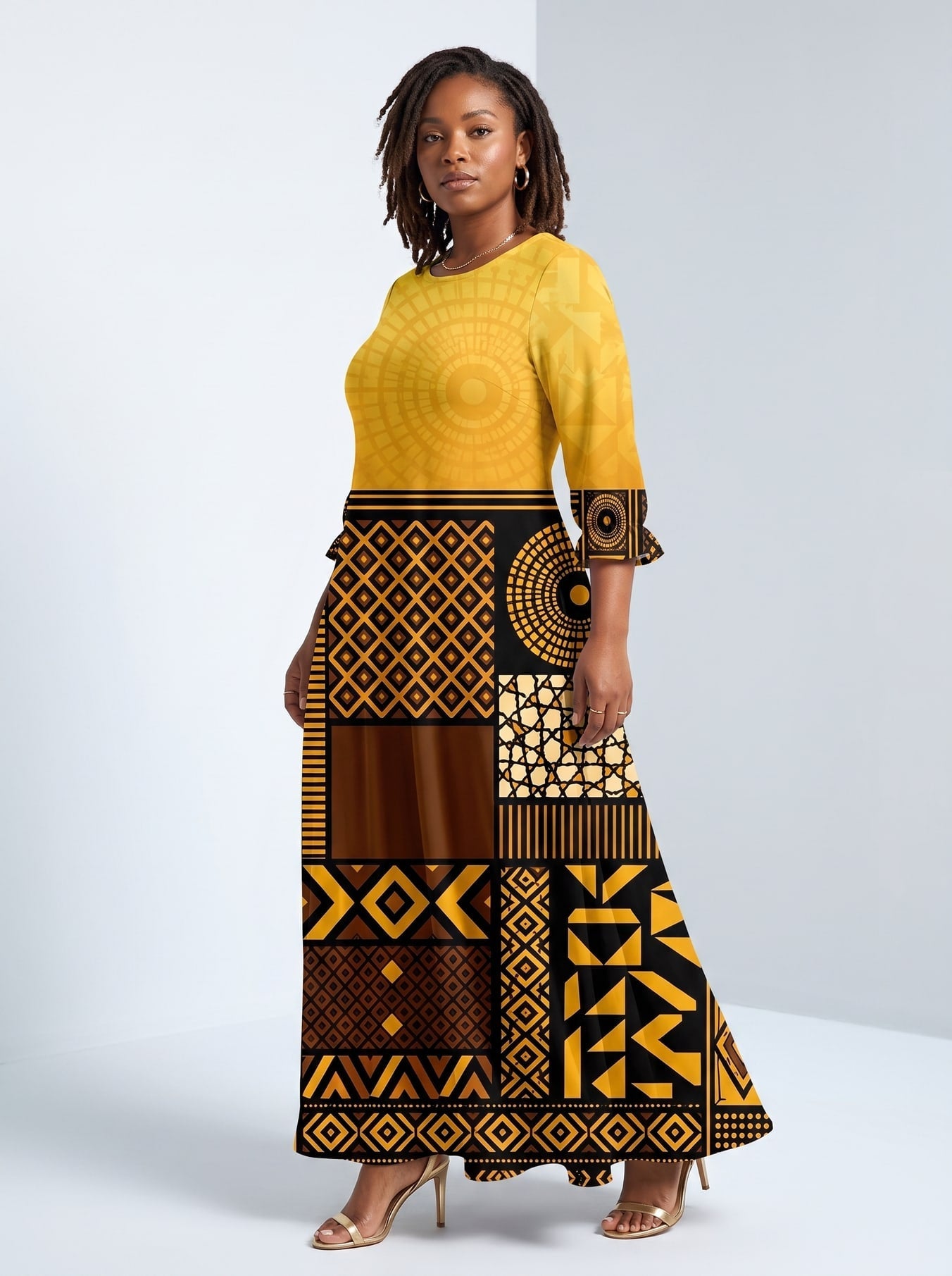 "Manjano" Long Sleeve Maxi Dress