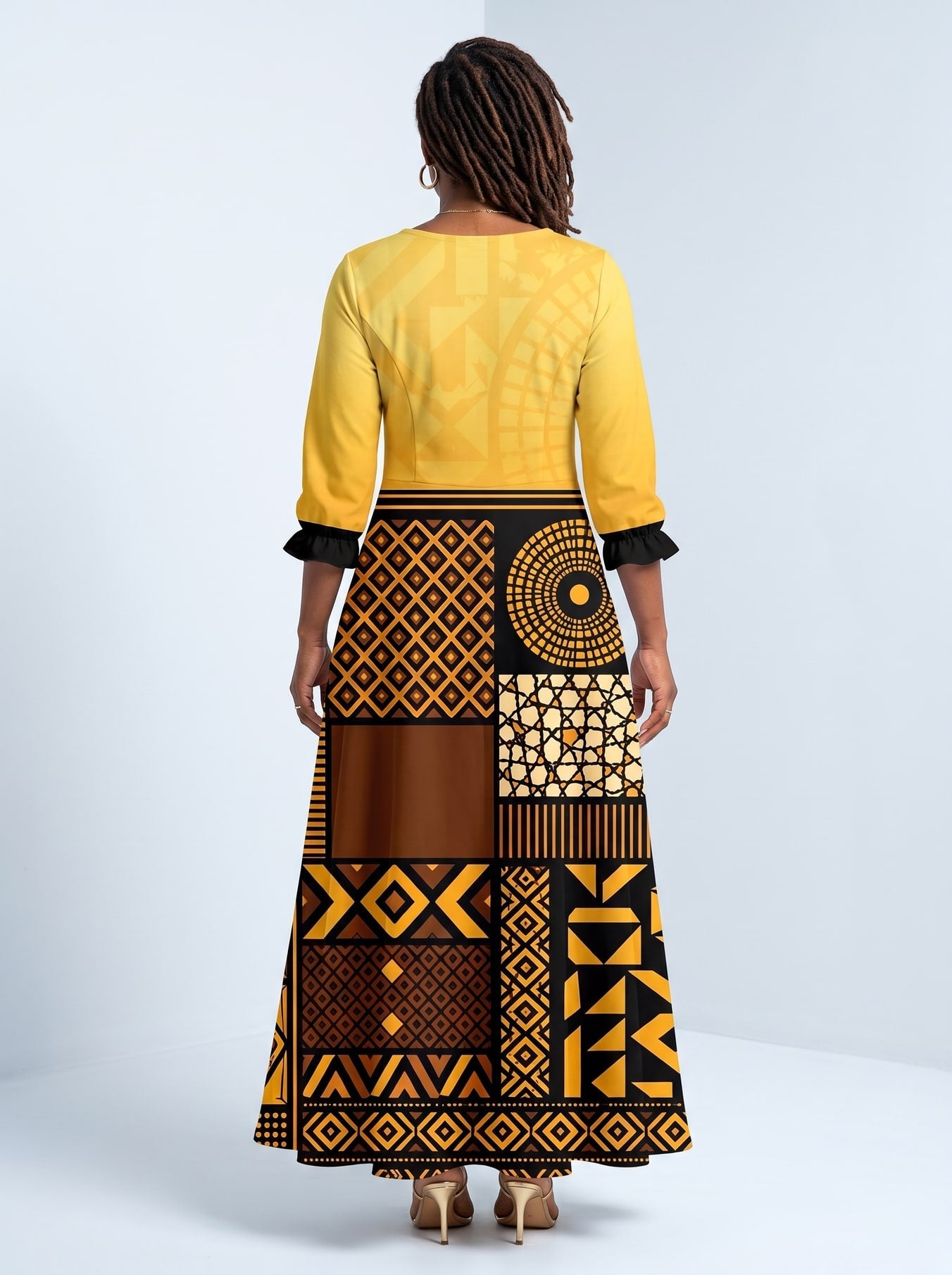 "Manjano" Long Sleeve Maxi Dress