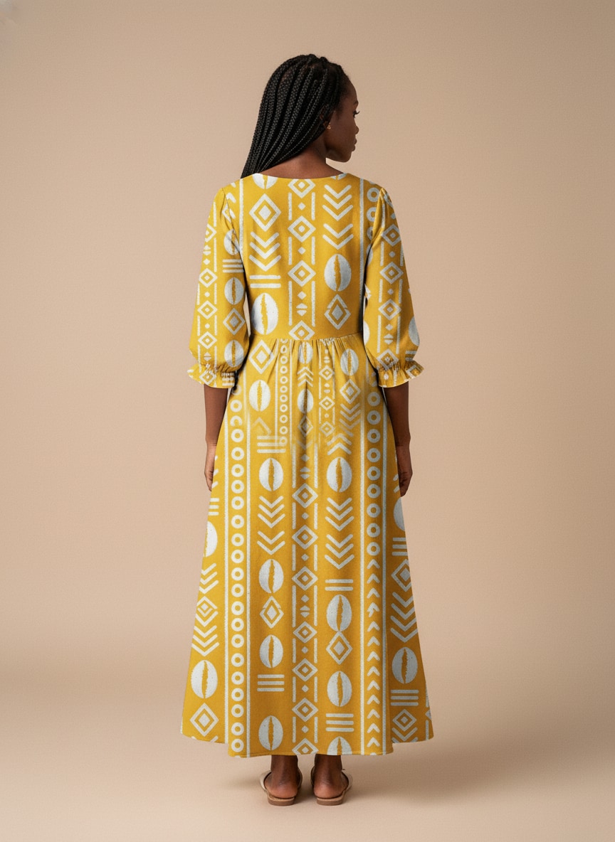 "Oshun Dhahabu" Long Sleeve Maxi Dress
