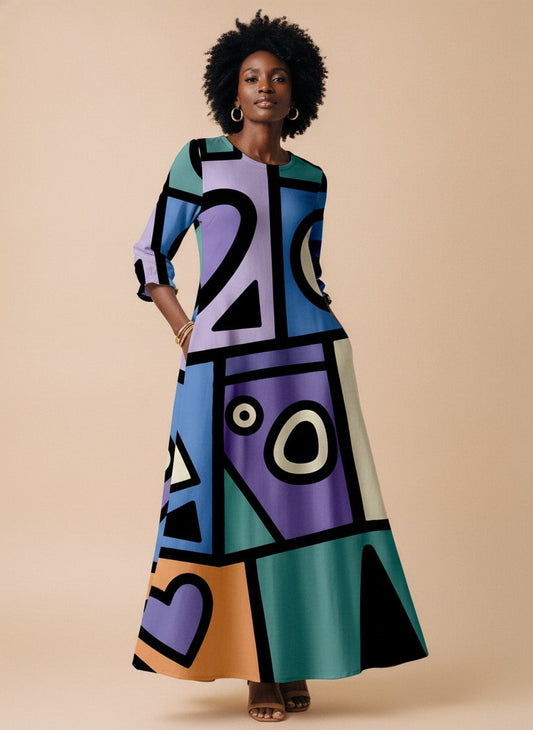"Sanaa" Long Sleeve Maxi Dress