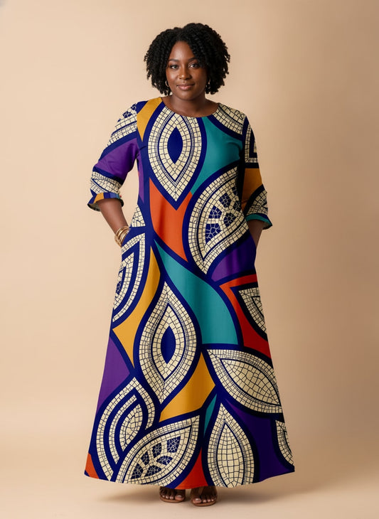 "Johari" Long Sleeve Maxi Dress