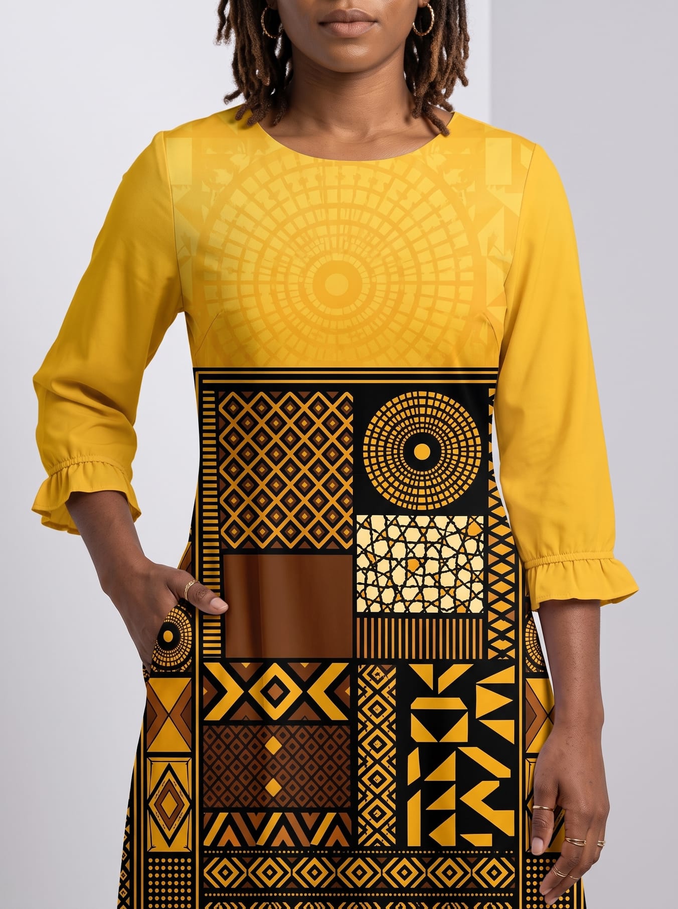 "Manjano" Long Sleeve Maxi Dress
