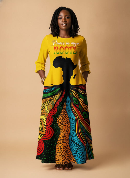 "Mzizi" Long Sleeve Maxi Dress