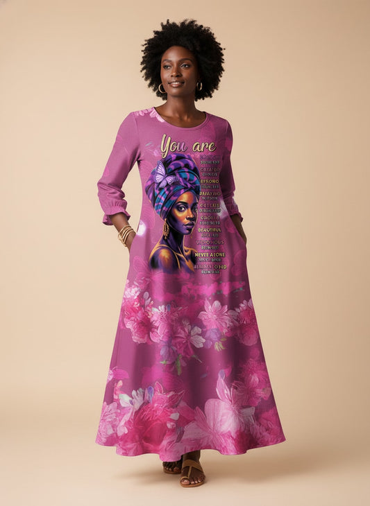 Pink Orchid Long Sleeve Maxi Dress