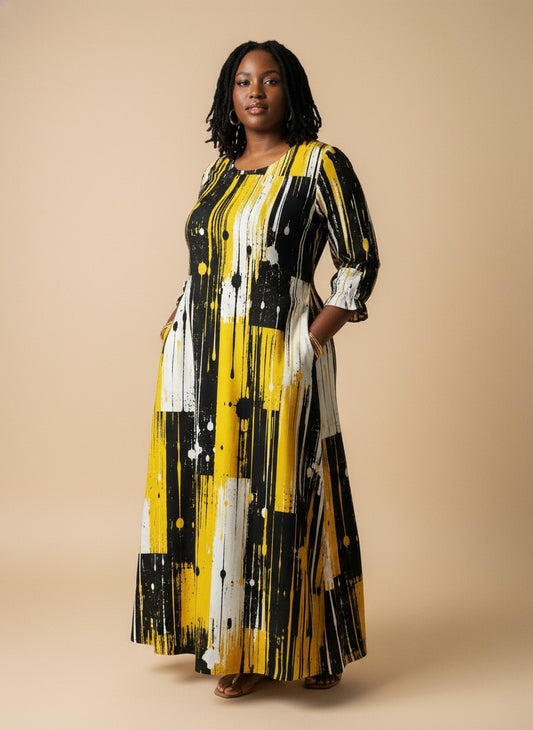 "Mvua" Long Sleeve Maxi Dress