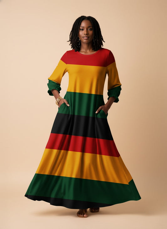 "Accra" Long Sleeve Maxi Dress