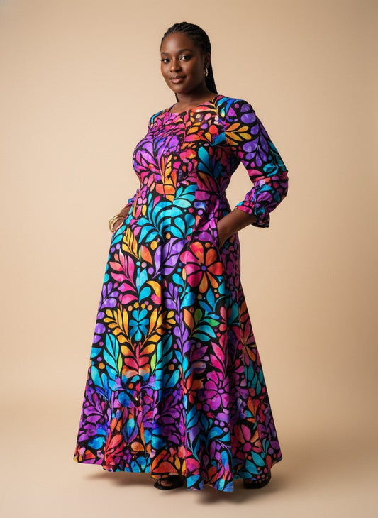"Rangi" Long Sleeve Maxi Dress