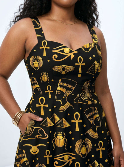 "Nefertiti" Black Gold Corset Dress