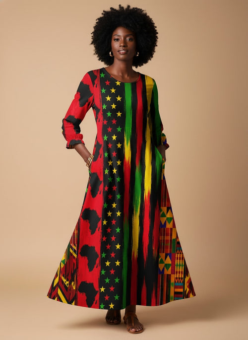 "Watu" Long Sleeve Maxi Dress
